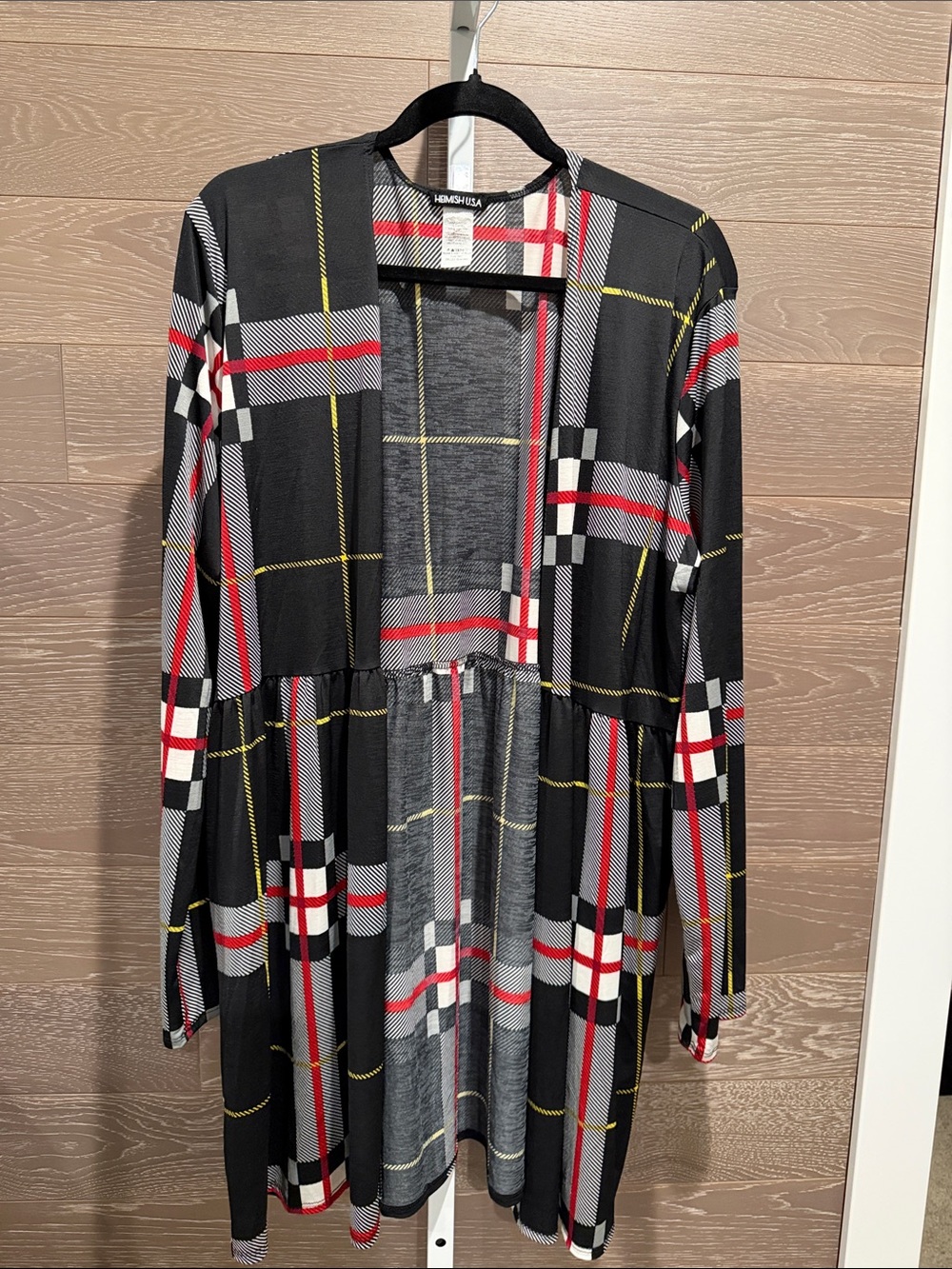 Long Sleeved Plaid Duster Jacket